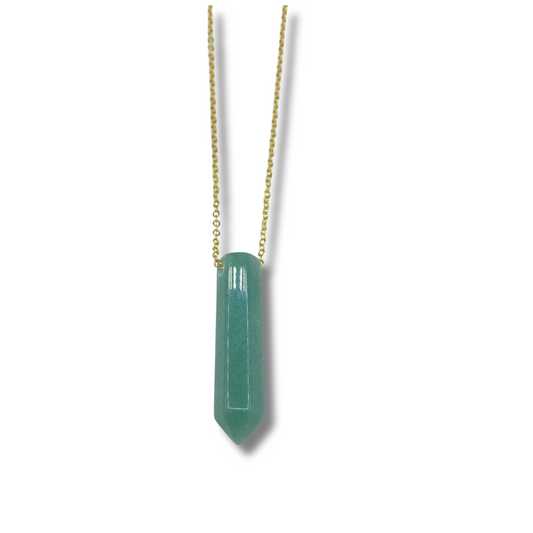 Green Aventurine Crystal Point Necklace