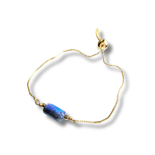 Dainty Labradorite Gold Adjustable Bracelet