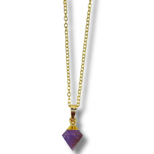 Octahedron Amethyst Necklace