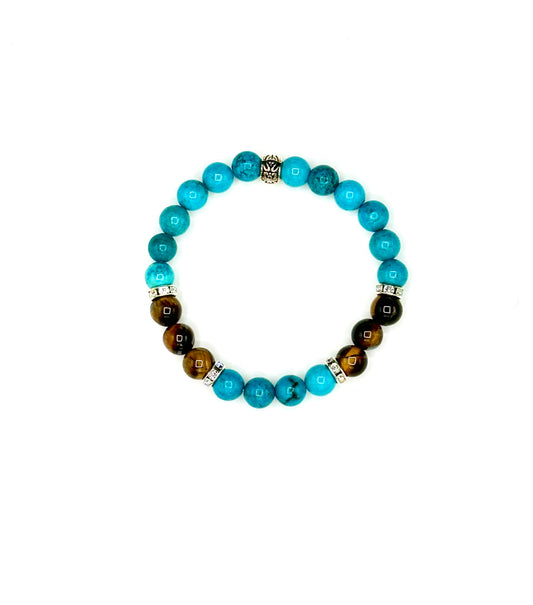 Turquoise and Tigers Eye Bracelet- Good luck, Manifestation, Insight