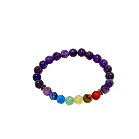 Amethyst 7 Chakra Healing Bracelet ~ Spirituality • Stress Relief • Alignment
