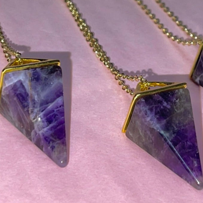 Amethyst Pyramid Point Necklace-Protection