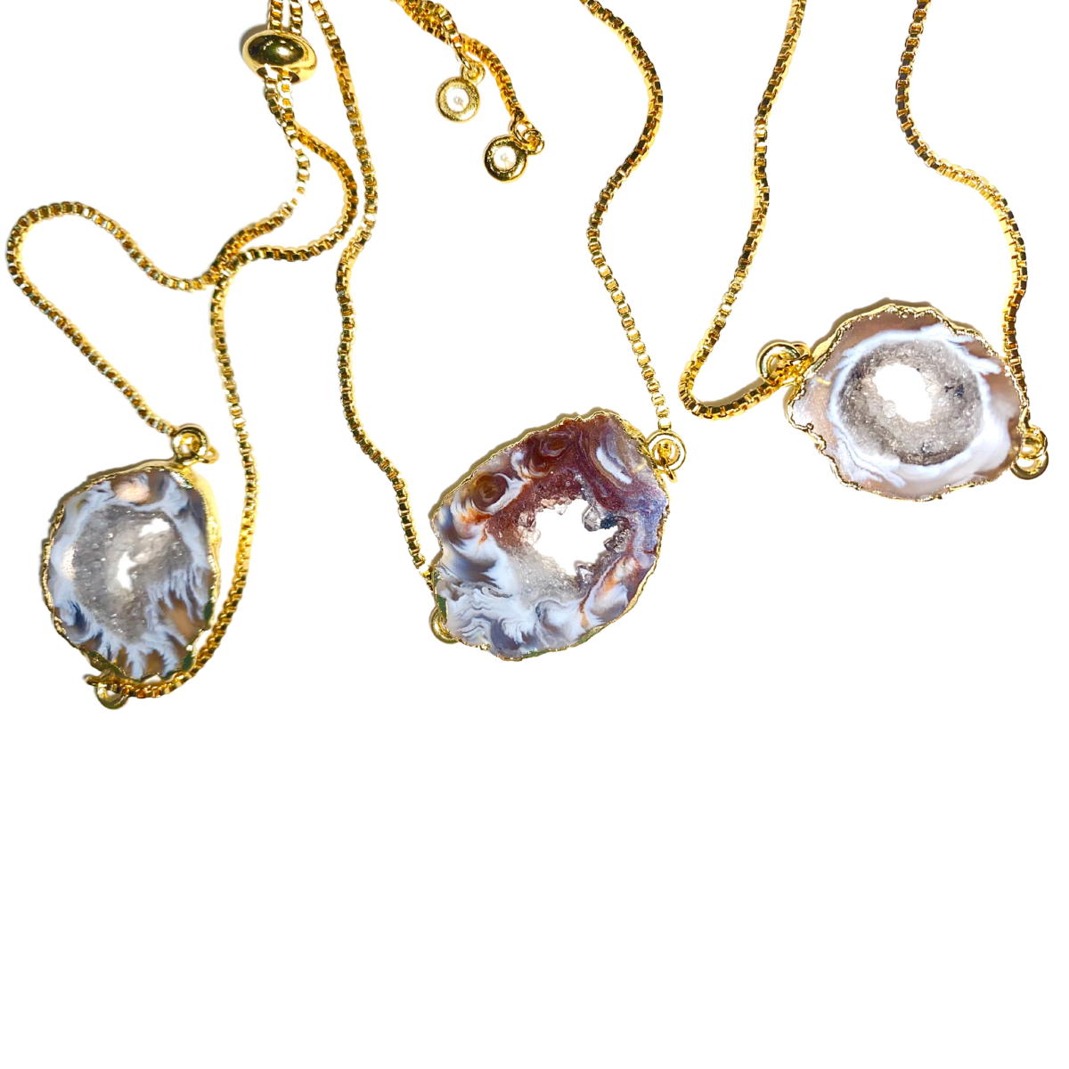 Dainty Agate Slice Gold Bracelet ~ Harmony, Power, & Peace
