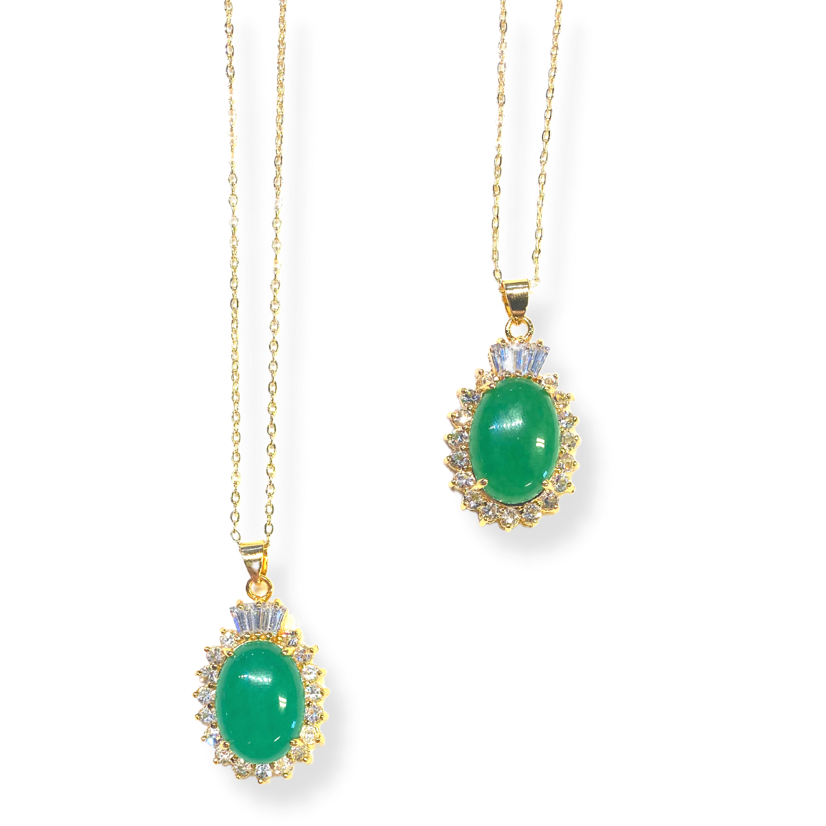 Green Jade Gold Out Lined Crown Pendant