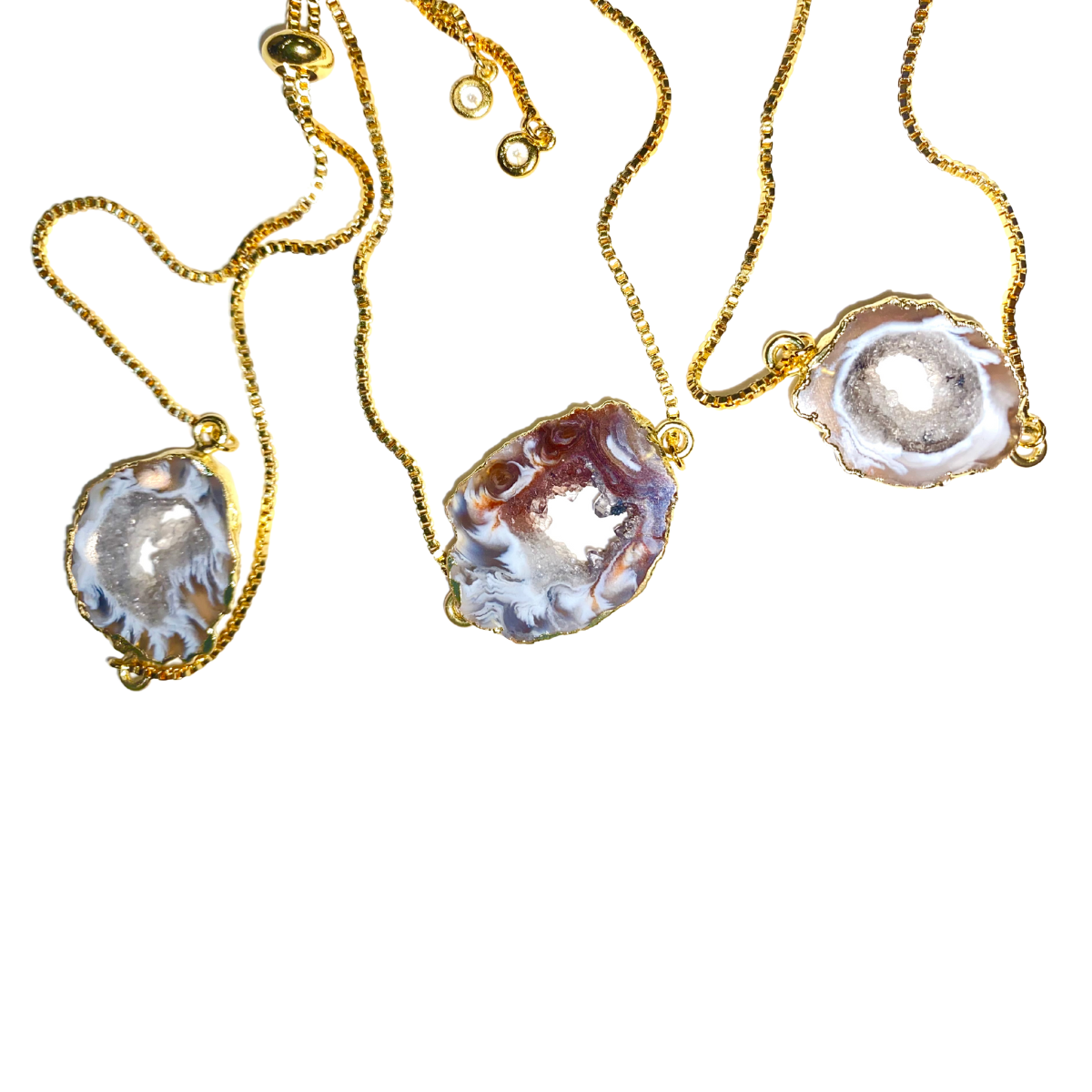 Dainty Agate Slice Gold Bracelet ~ Harmony, Power, & Peace