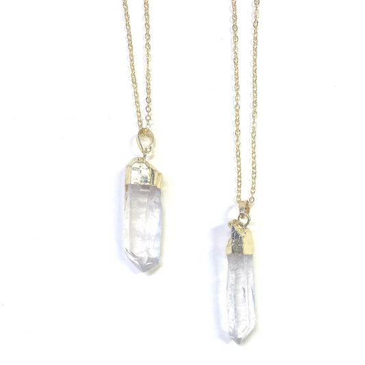 Clear Quartz Necklace With Gold Accent