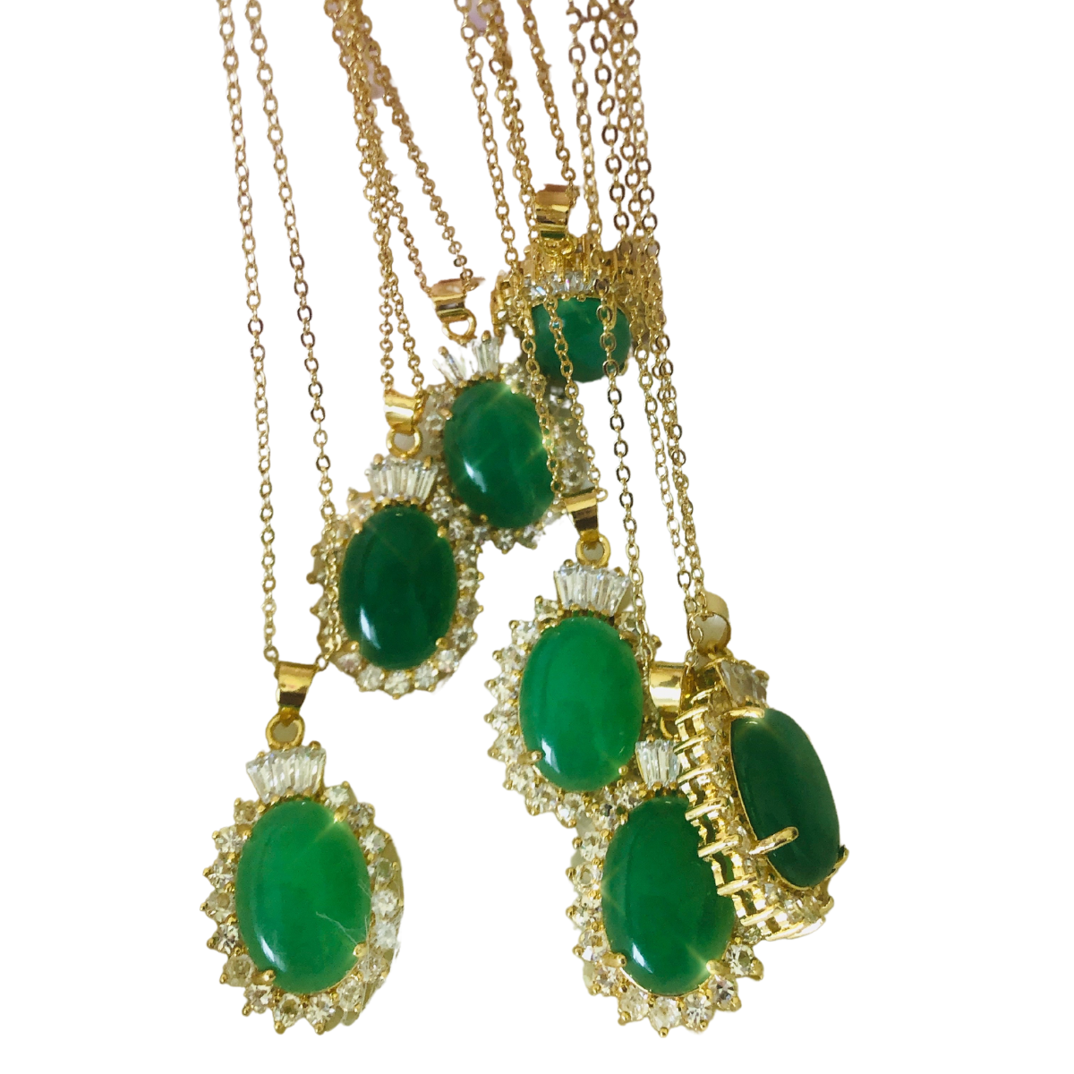 Green Jade Gold Out Lined Crown Pendant