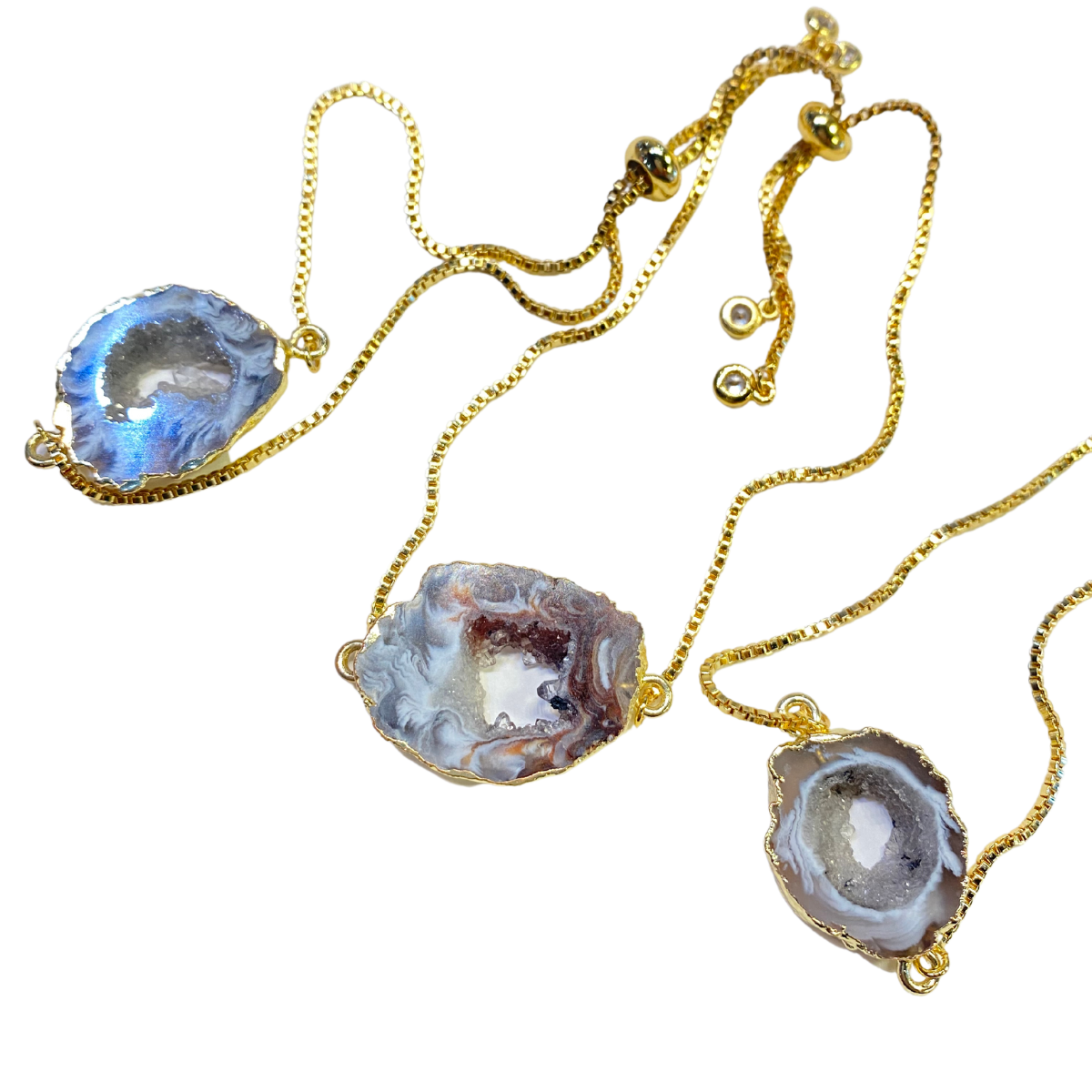 Dainty Agate Slice Gold Bracelet ~ Harmony, Power, & Peace