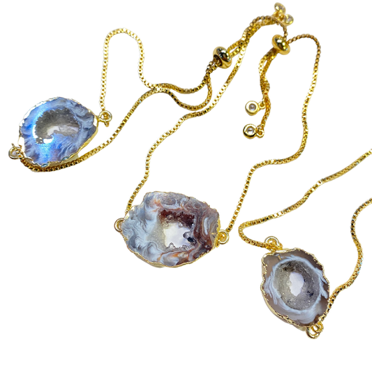 Dainty Agate Slice Gold Bracelet ~ Harmony, Power, & Peace