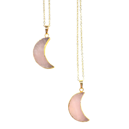 Moon Shaped Rose Quartz Necklace