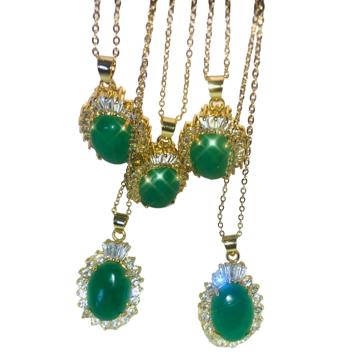Green Jade Gold Out Lined Crown Pendant