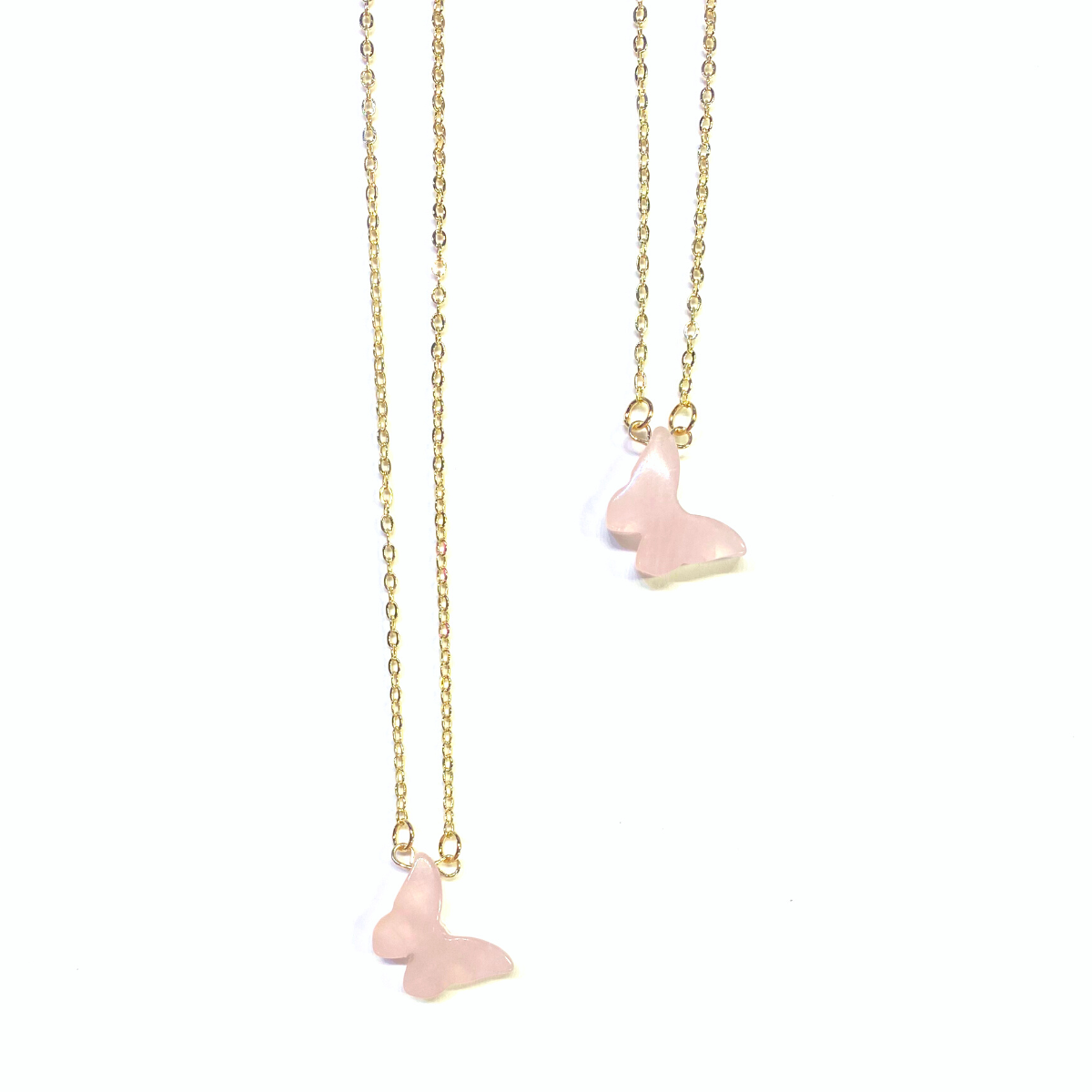 Dainty Rose Quartz Butterfly Necklace - Self Love • Healing• Romance