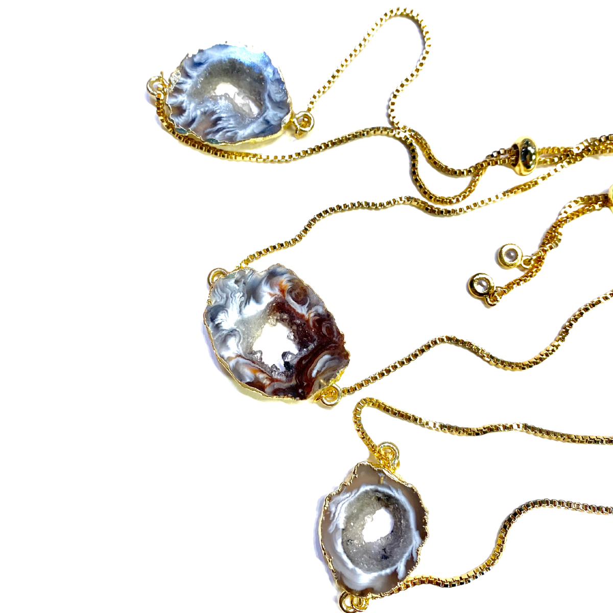 Dainty Agate Slice Gold Bracelet ~ Harmony, Power, & Peace
