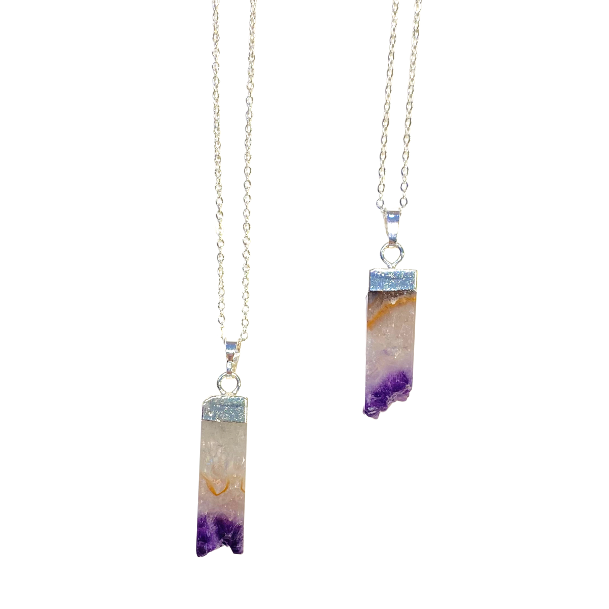 Amethyst Dipped In Silver Necklace- Protection