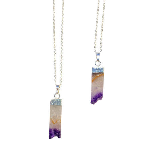 Amethyst Dipped In Silver Necklace- Protection