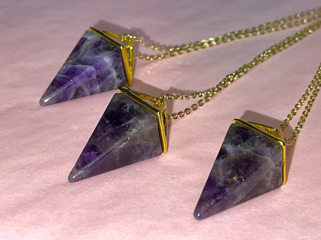 Amethyst Pyramid Point Necklace-Protection