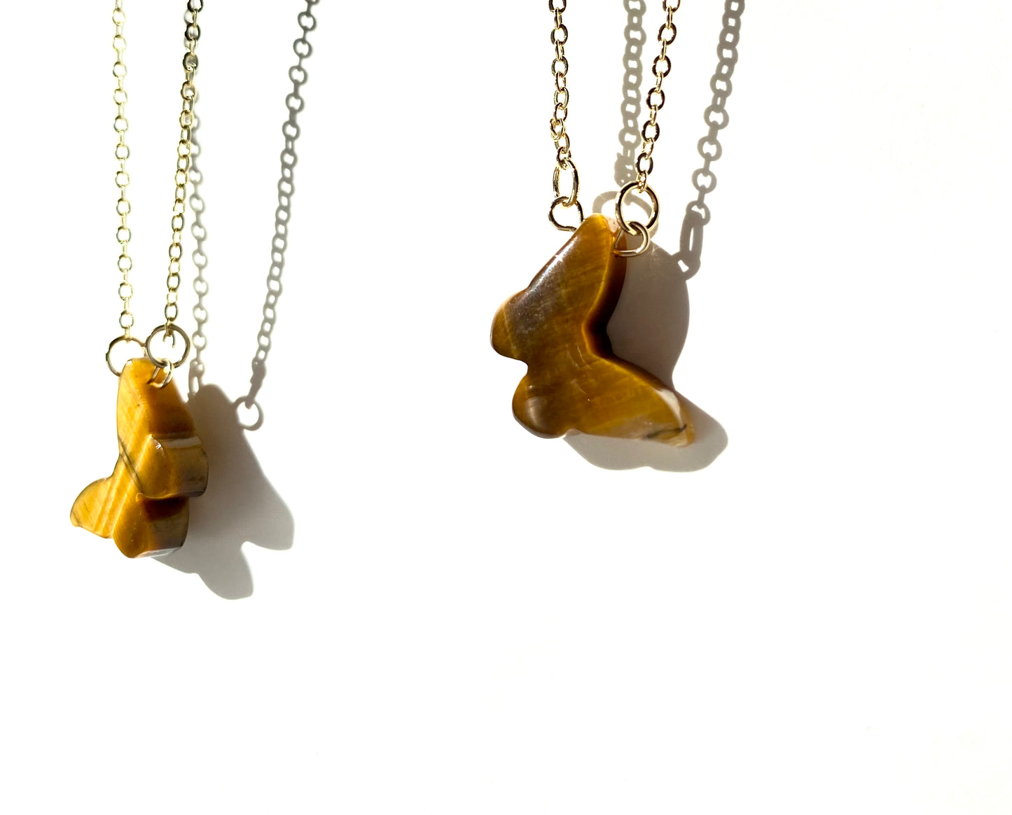 Dainty Tiger's Eye Butterfly Pendant Necklace - Protection•Clarity•Good Luck