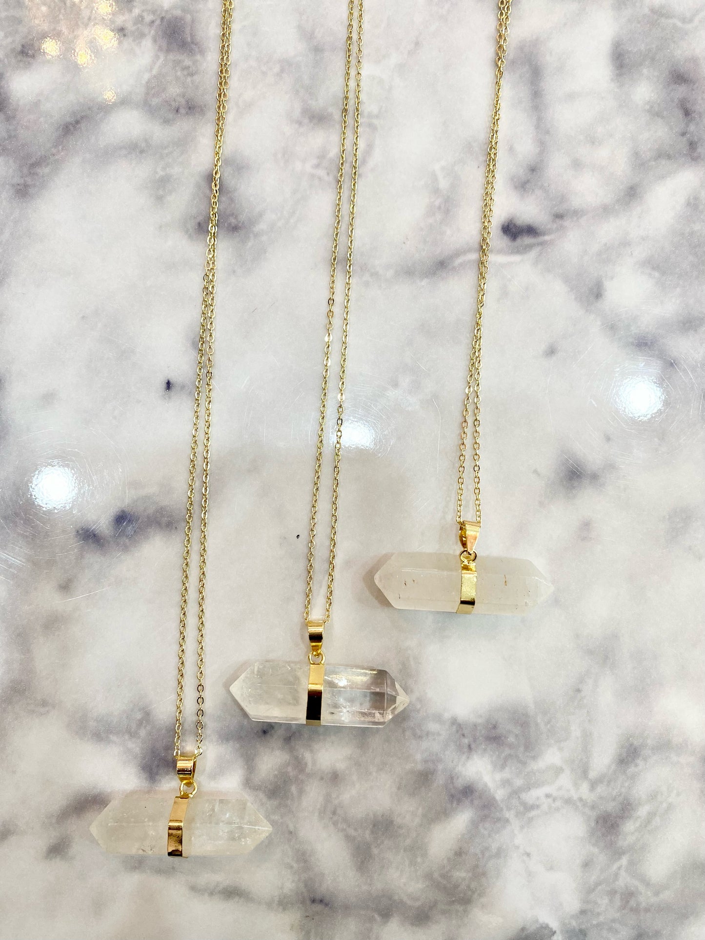 Horizontal Clear Quartz Necklace
