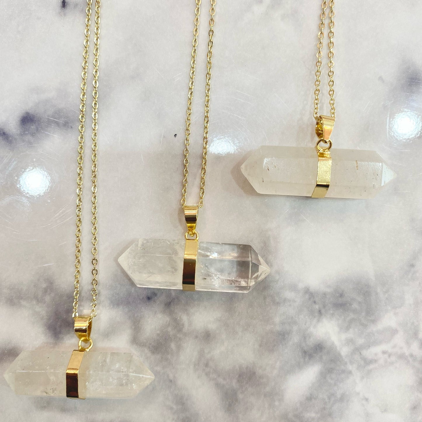 Horizontal Clear Quartz Necklace