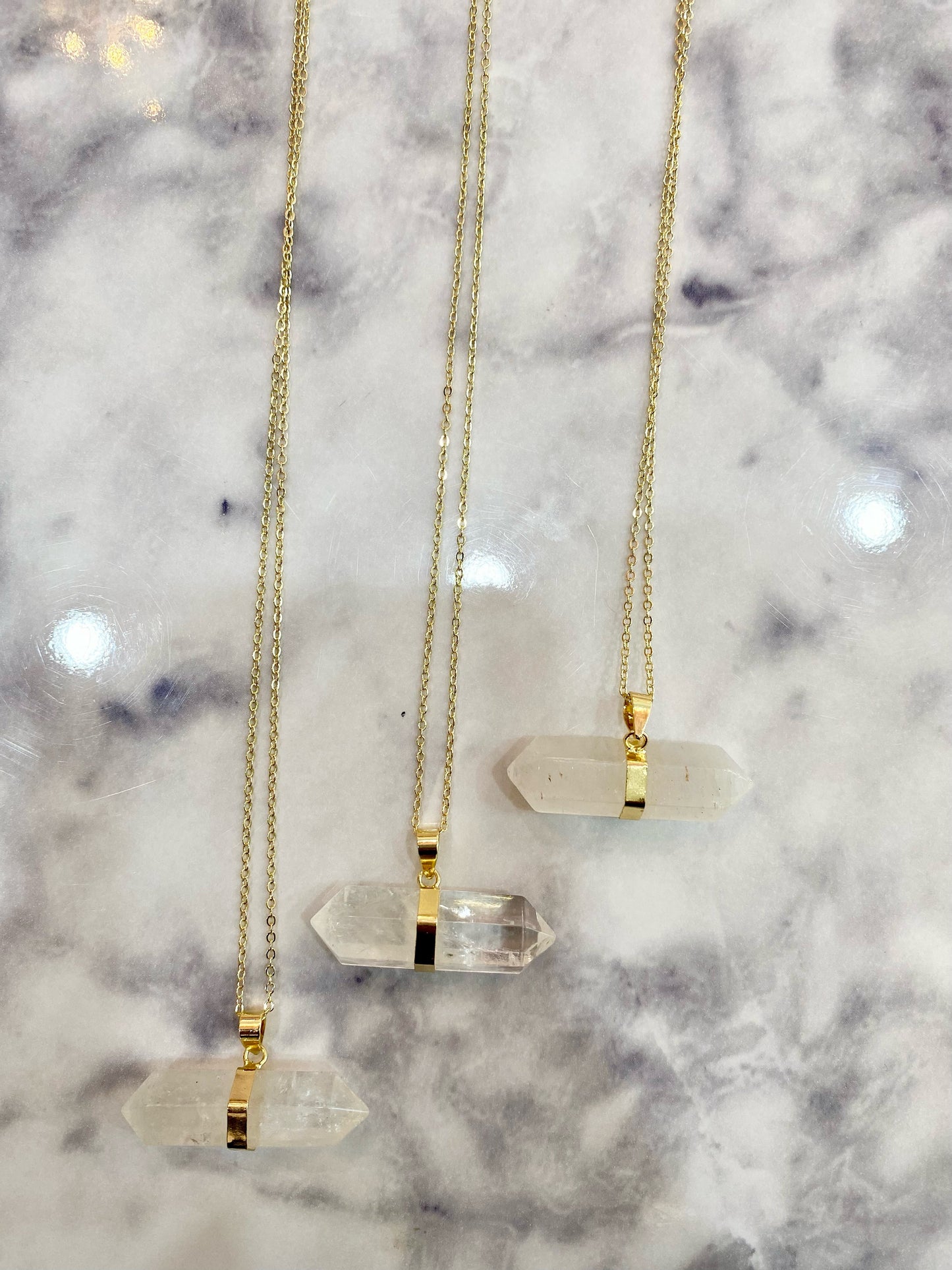 Horizontal Clear Quartz Necklace