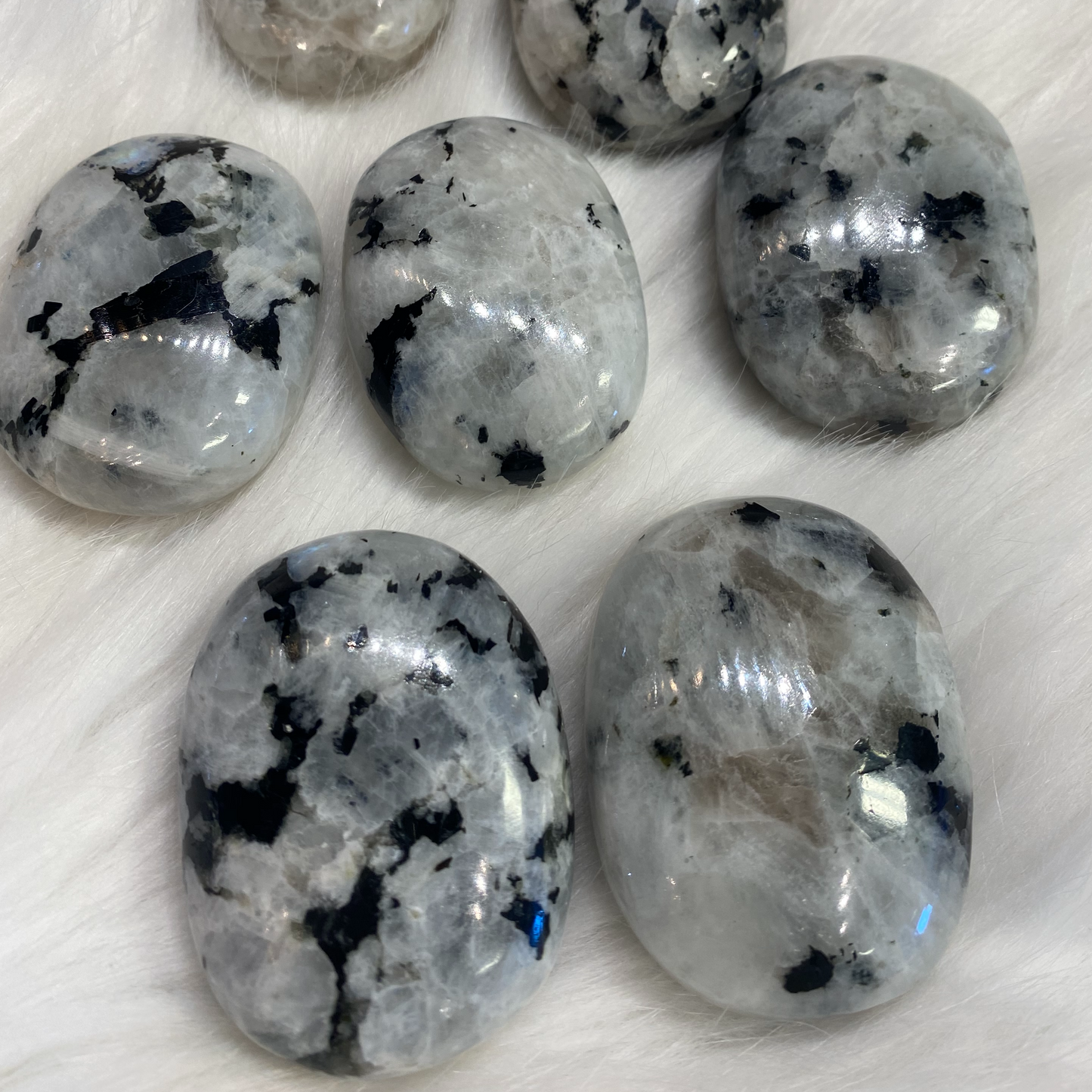 Rainbow Moon Stone Palm Stone- Confidence•Compassion~Creativity