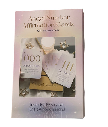 Angel Number Affirmation Cards with Wooden Stand