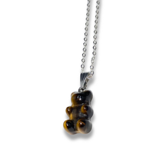 Tiger Eye Gummy Bear Crystal Necklace