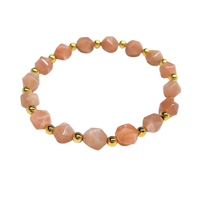 Faceted Sun Stone + Gold Bead Spacer Bracelet