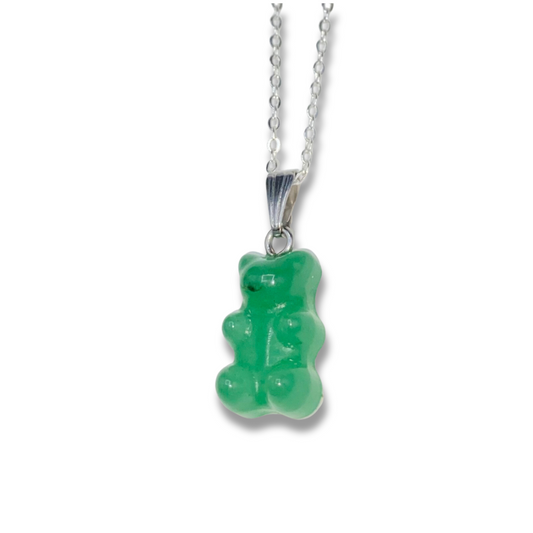 Green Aventurine Gummy Bear Crystal Necklace