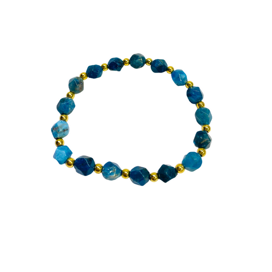 Faceted Apatite + Gold Bead Spacer- Emotional Healing & Creativity