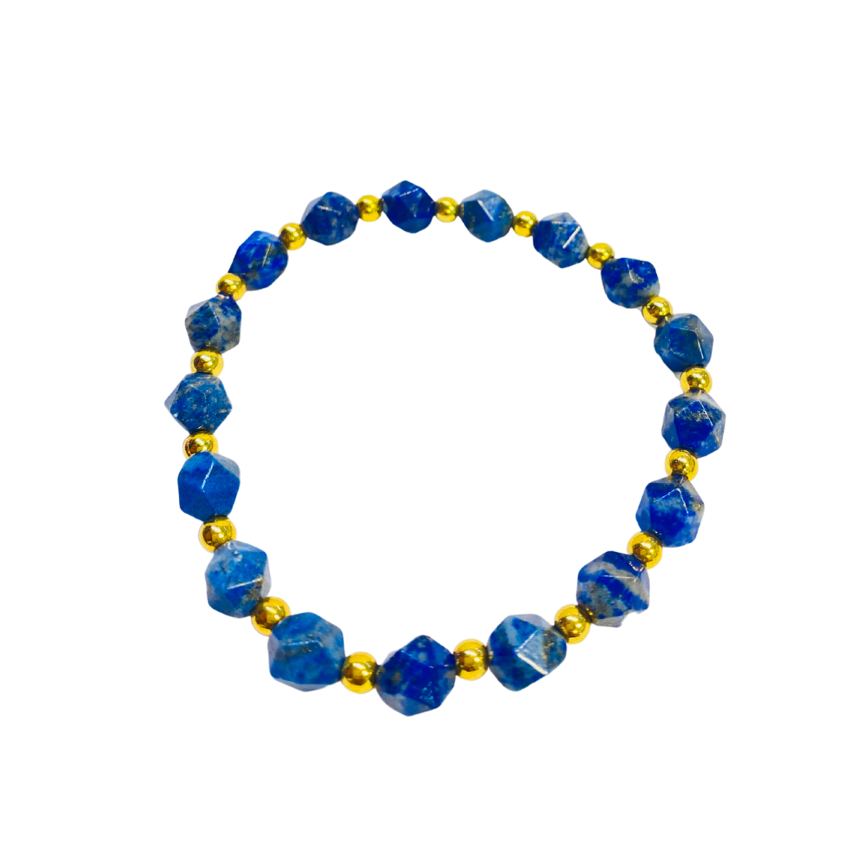 Faceted Lapis Lazuli + Gold Spacer Bracelet- Mental Clarity
