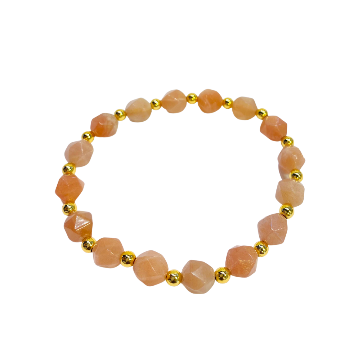 Faceted Sun Stone + Gold Bead Spacer Bracelet