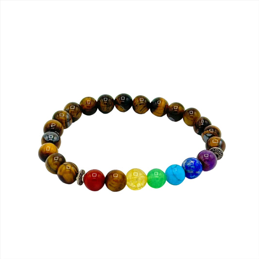 Tiger's Eye 7 Chakra Healing Bracelet ~ Protection•Healing•Alignment