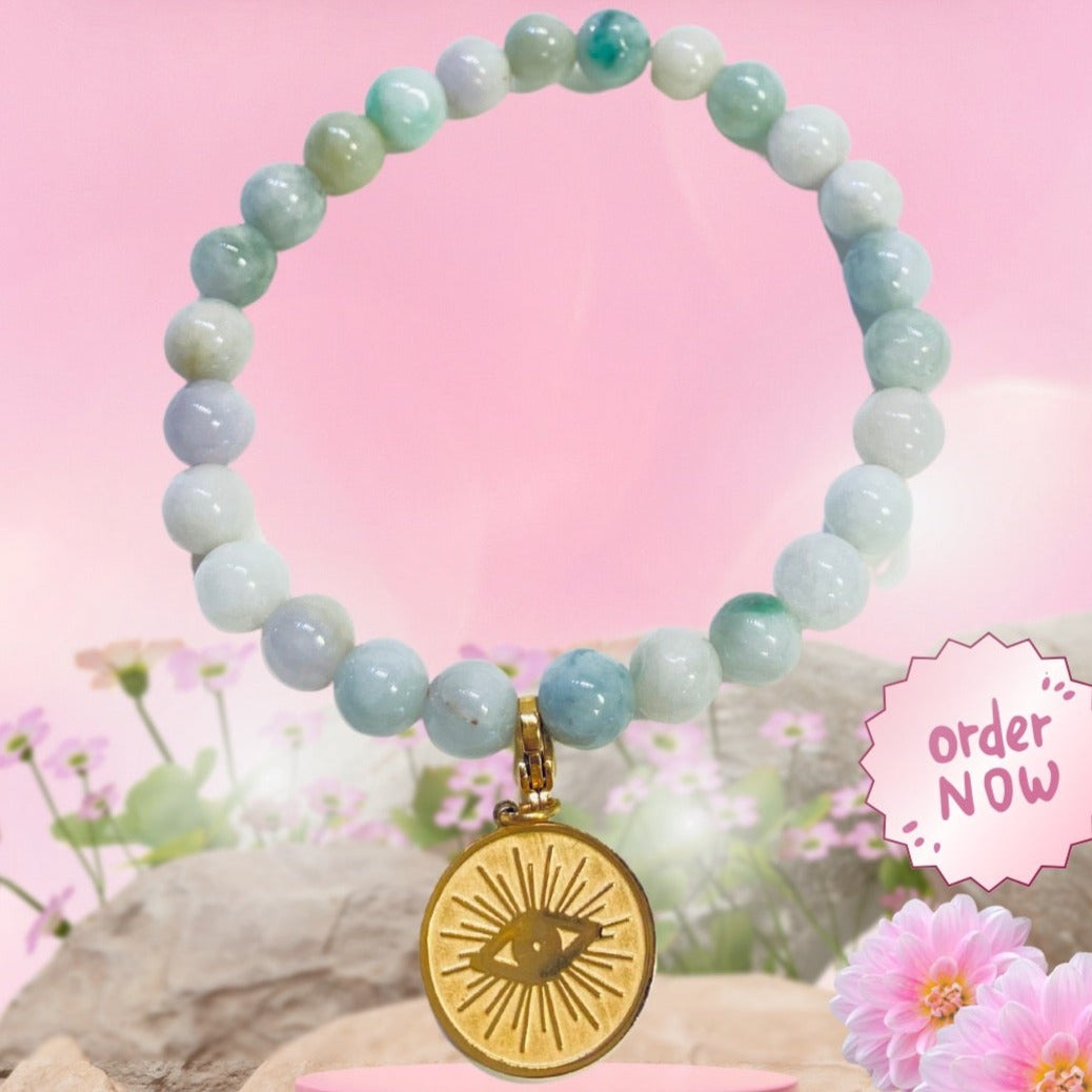 Jade Gold Evil Eye Charm Bracelet