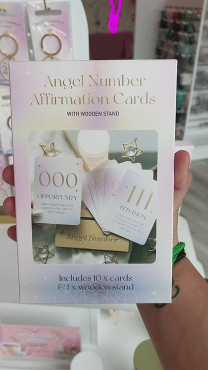 Angel Number Affirmation Cards with Wooden Stand
