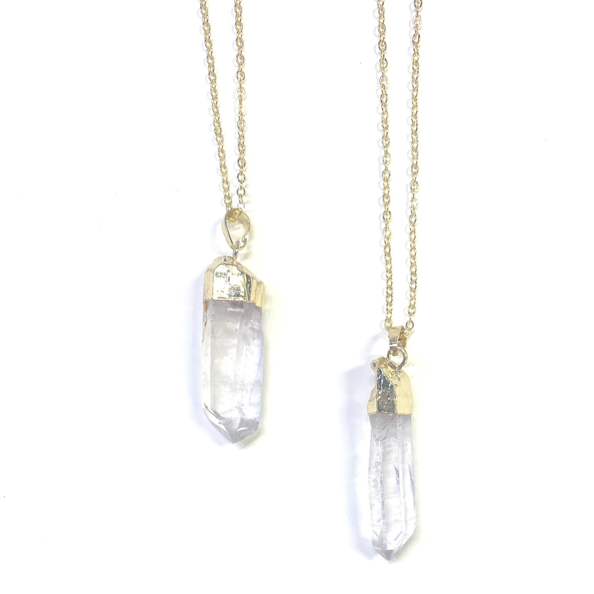 Clear Quartz Necklace With Gold Accent