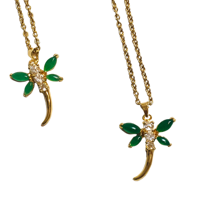 Green Jade Dragon Fly Necklace ~ Good Fortune, Success, & Individuality