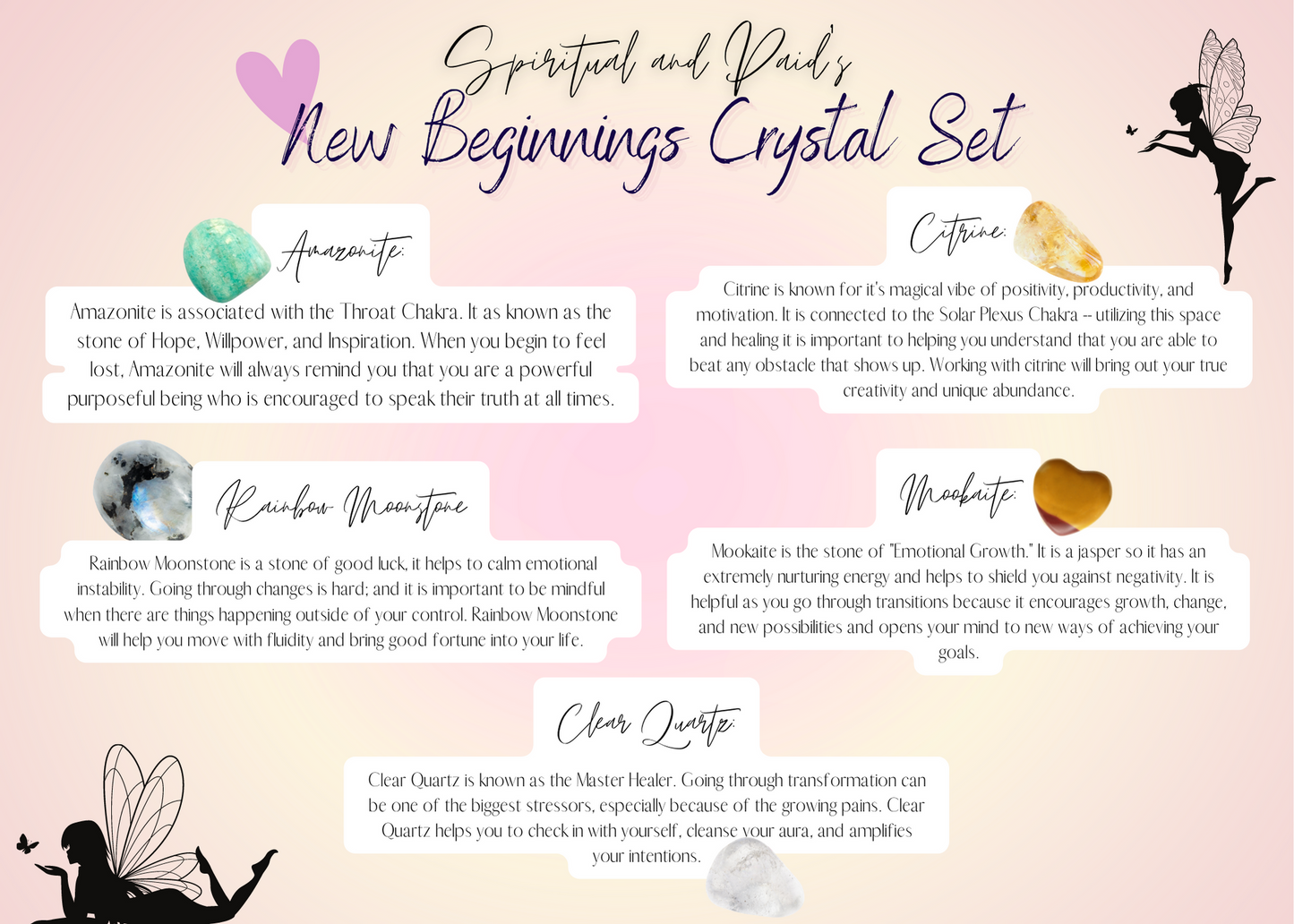 New Beginnings Crystal Set ~ Transformation, Growth, & Positivity