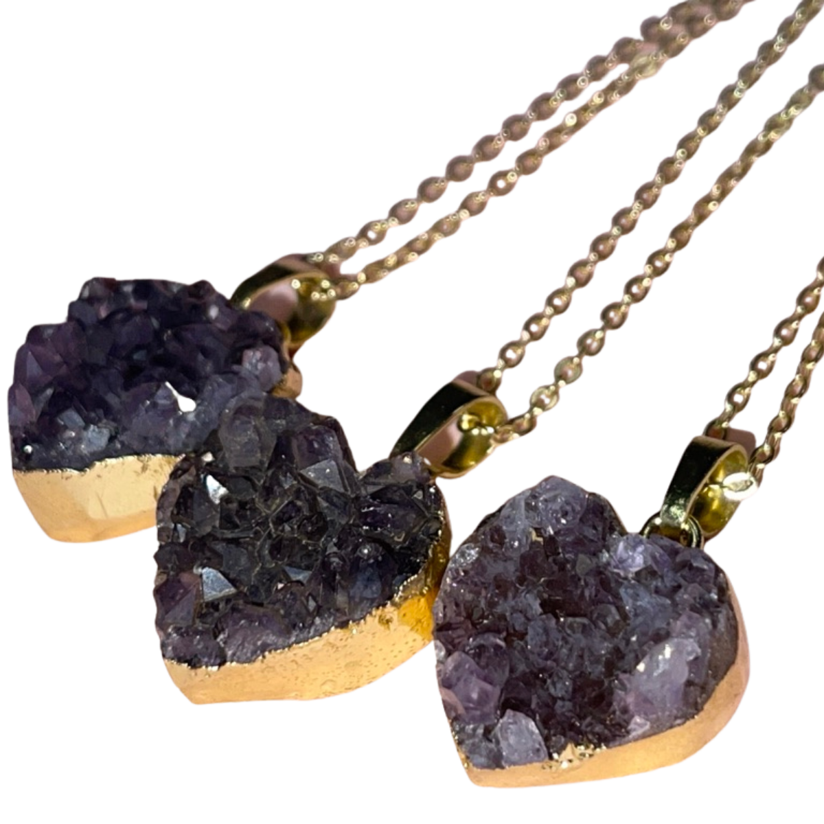 Druzy Amethyst Heart Dipped In Gold ~ Spirituality, Protection, & Peace