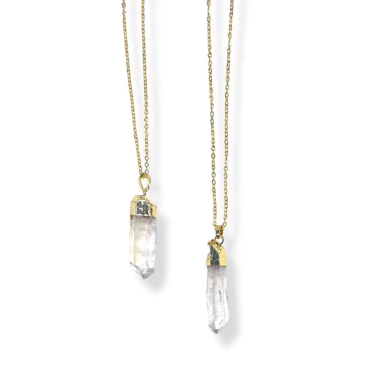 Clear Quartz Necklace With Gold Accent