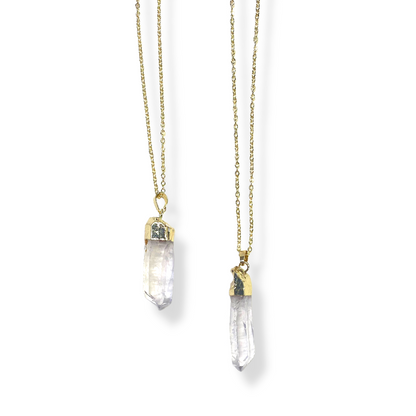 Clear Quartz Necklace With Gold Accent