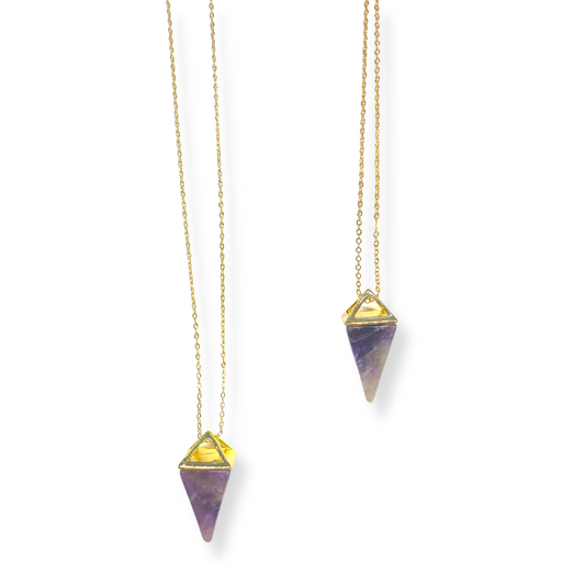 Amethyst Pyramid Point Necklace-Protection