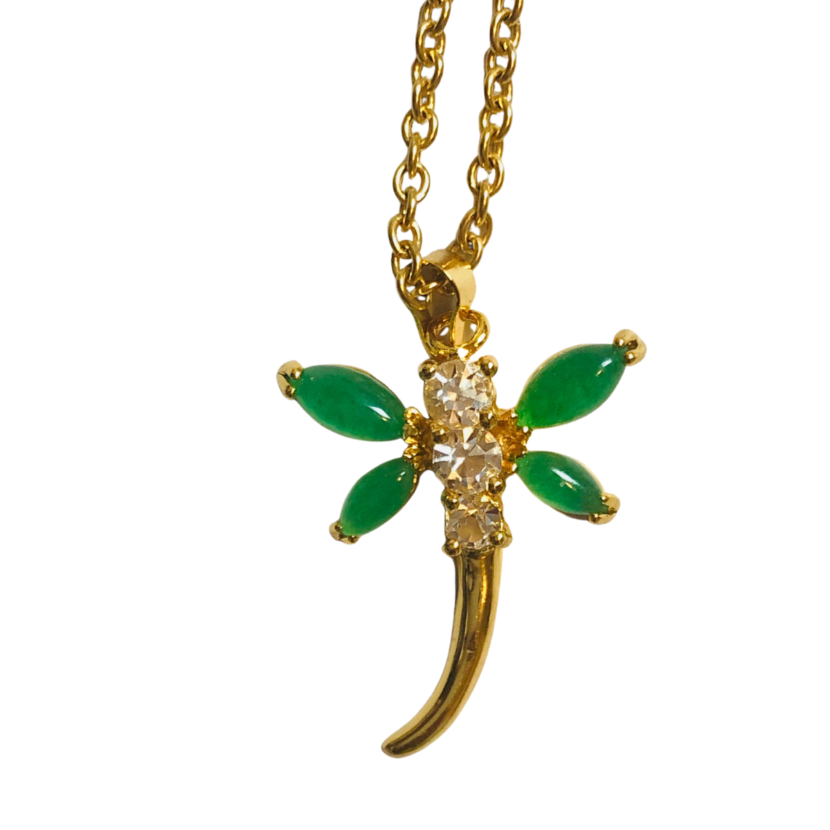 Green Jade Dragon Fly Necklace ~ Good Fortune, Success, & Individuality