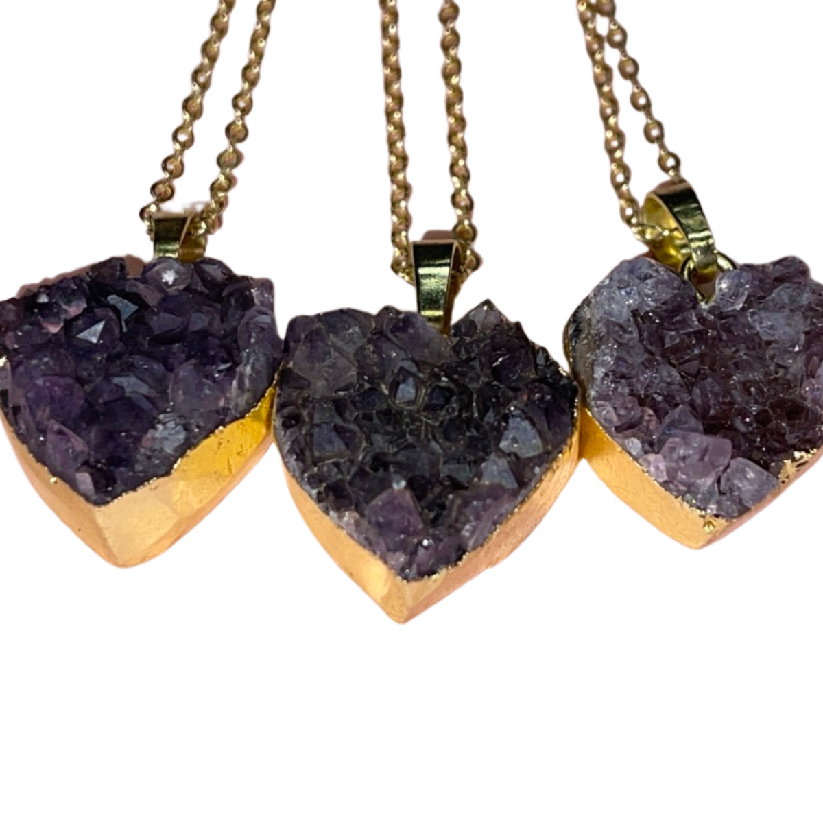Druzy Amethyst Heart Dipped In Gold ~ Spirituality, Protection, & Peace