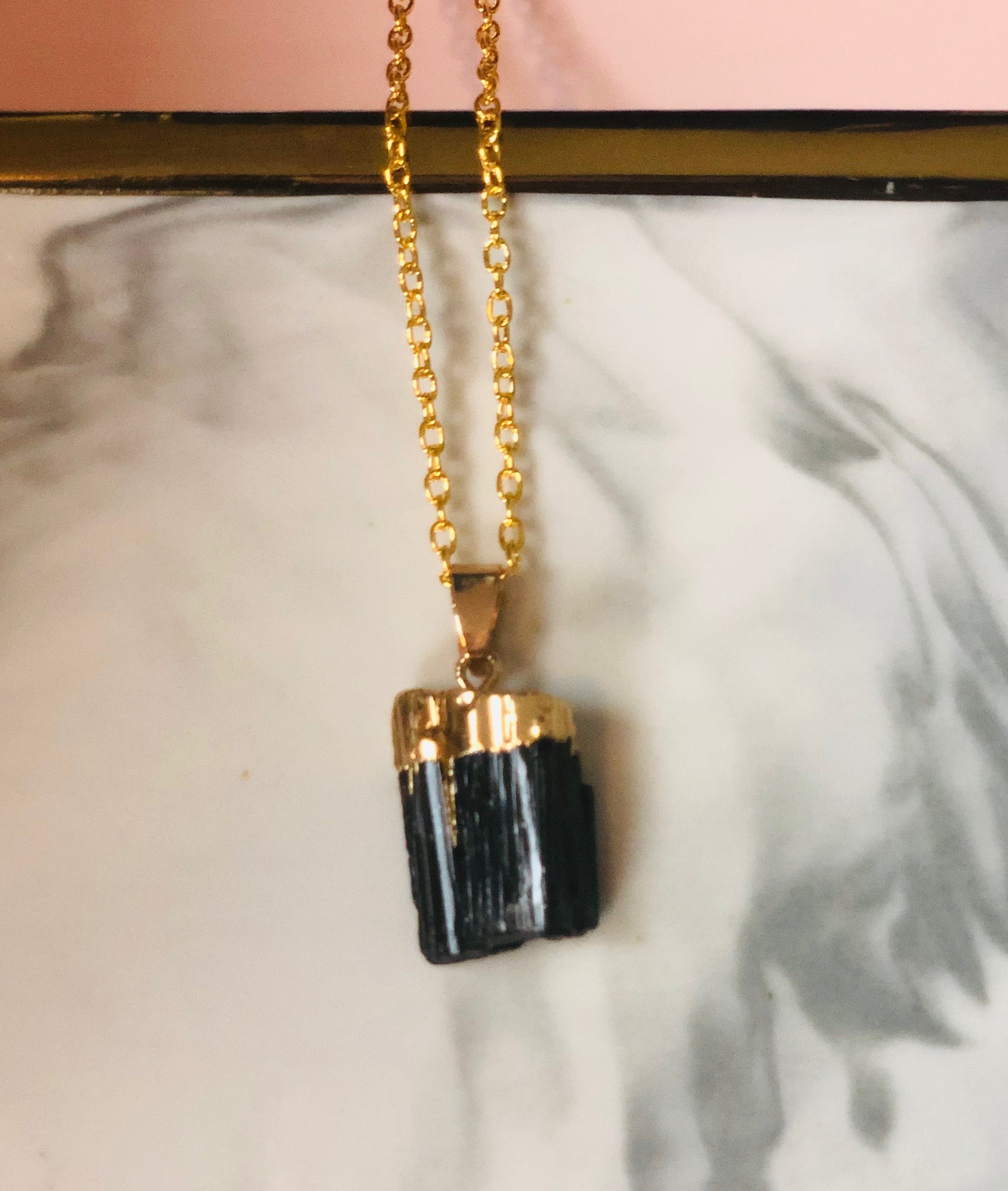 Buy Black Tourmaline Pendant Necklace Raw Natural Stone Black Cord Necklace  Protection From Negative Energy Online in India - Etsy