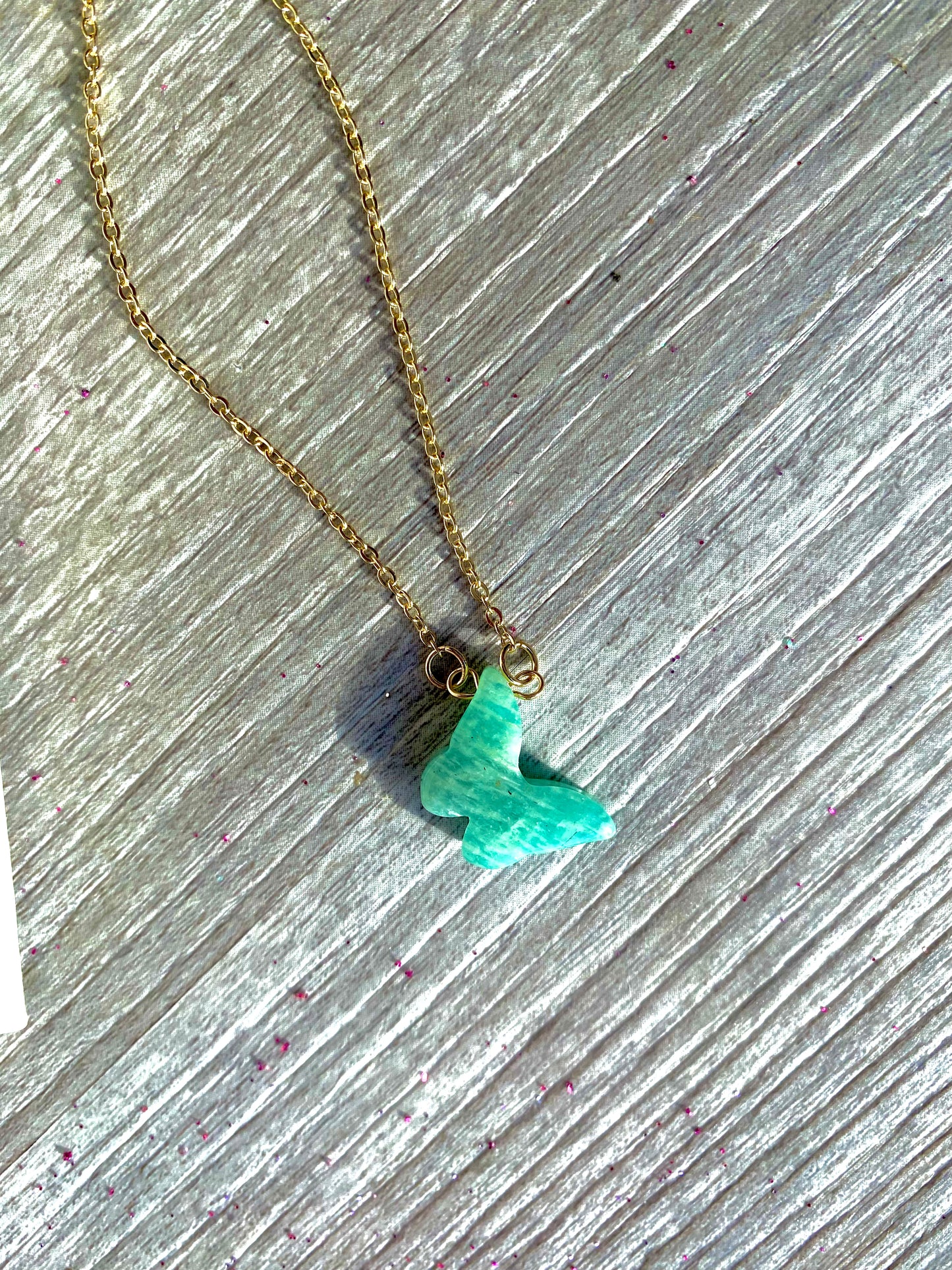 Dainty Amazonite Butterfly Necklace- Prosperity