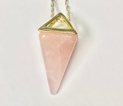 Pyramid Rose Quartz Necklace- Love • Self Love• Healing