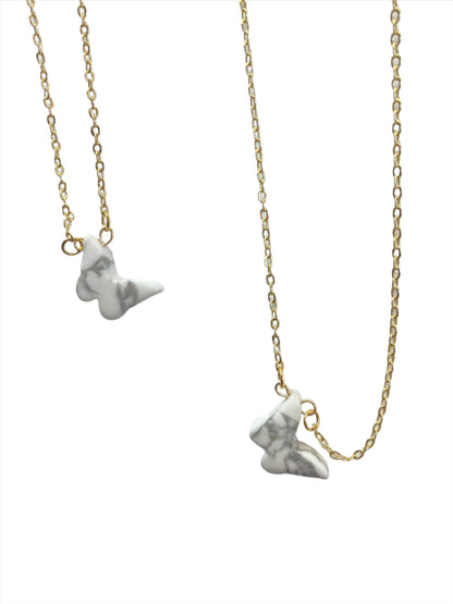 Dainty Howlite Butterfly Necklace