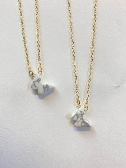 Dainty Howlite Butterfly Necklace