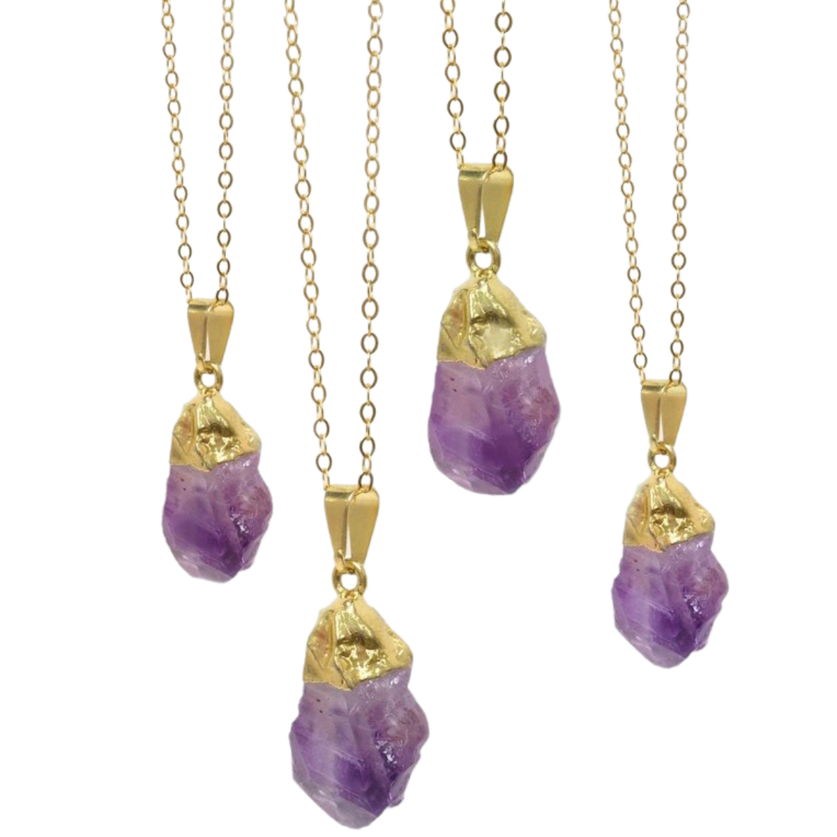 Gold Dipped Raw Amethyst Necklace